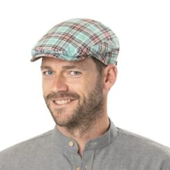 Mint Check Flatcap By Alfonso D´Este -Seeberger || Stetson Verkaufsgeschäft Mint Check Flatcap by Alfonso D Este.59002 8